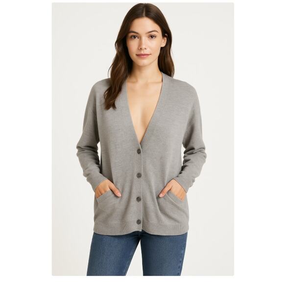 Lululemon SZ 8 Cardi In The Front Cashmere Blend Button-Front Cardigan Gray - Picture 1 of 6